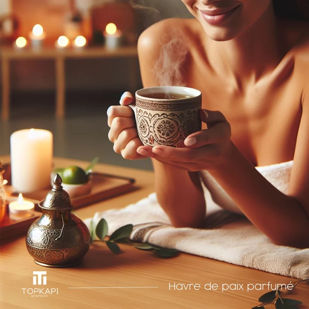 Thé servi à la bougie après le rituel